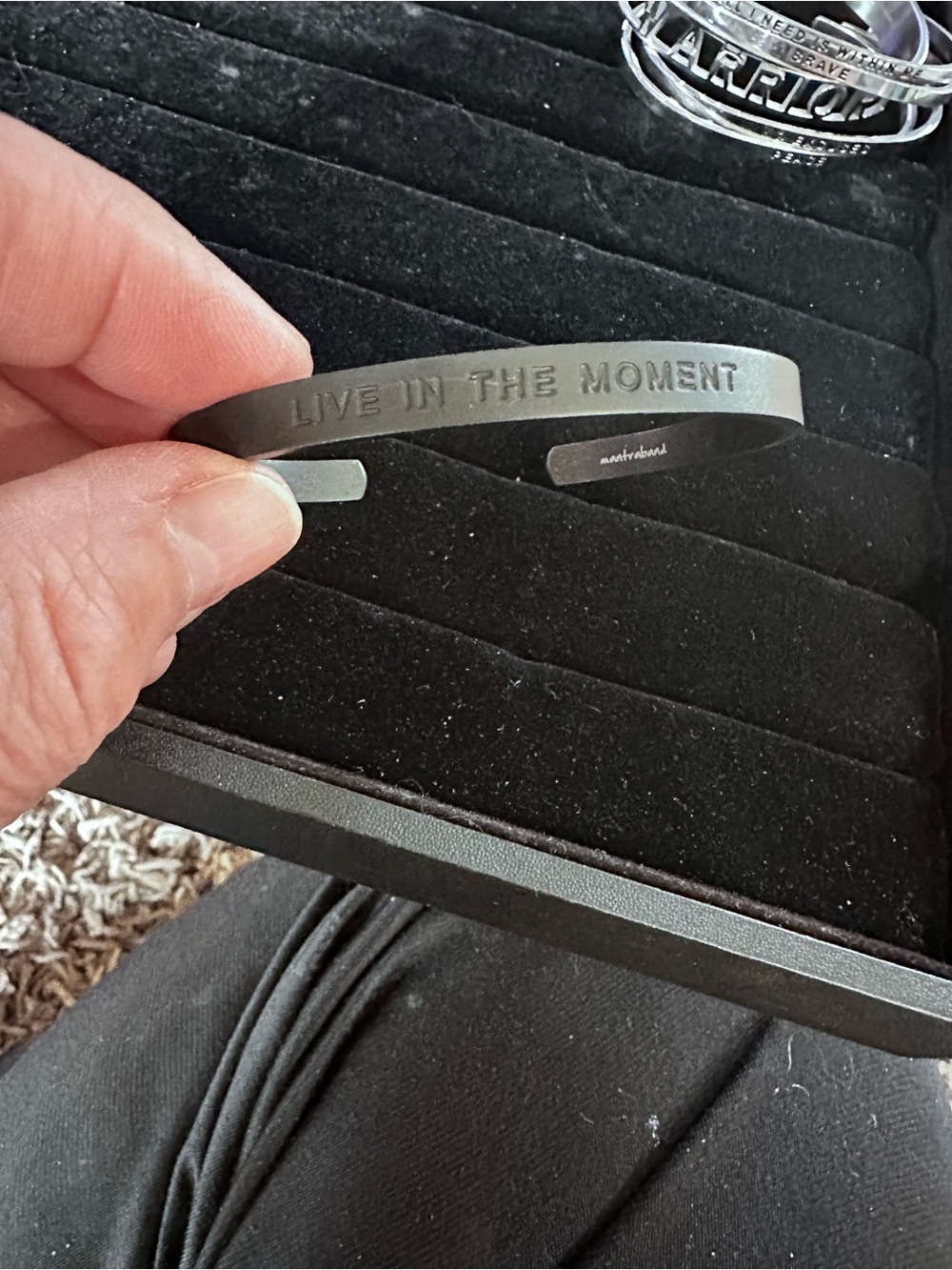 MantraBand Black Inspirational Cuff Bracelet